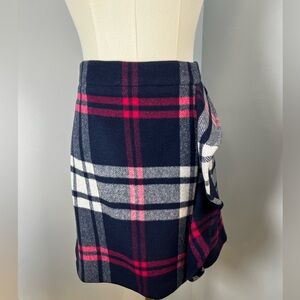 J.Crew Holiday Plaid Ruffle Accent Skirt (lined)
